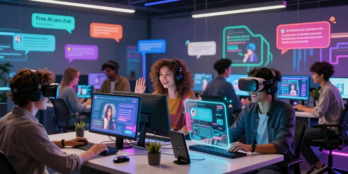 Interactive session featuring diverse users engaging in free ai sex chat with advanced AI technology in a vibrant digital setting.